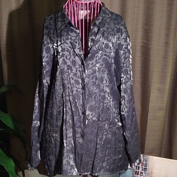 Vintage Kathie Lee Collection metallic Blouse - Picture 1 of 7